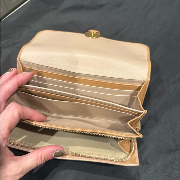 Chloe Indy Continental Flap Wallet Blush Pink Grained Leather Logo Closure - Picture 6 of 16